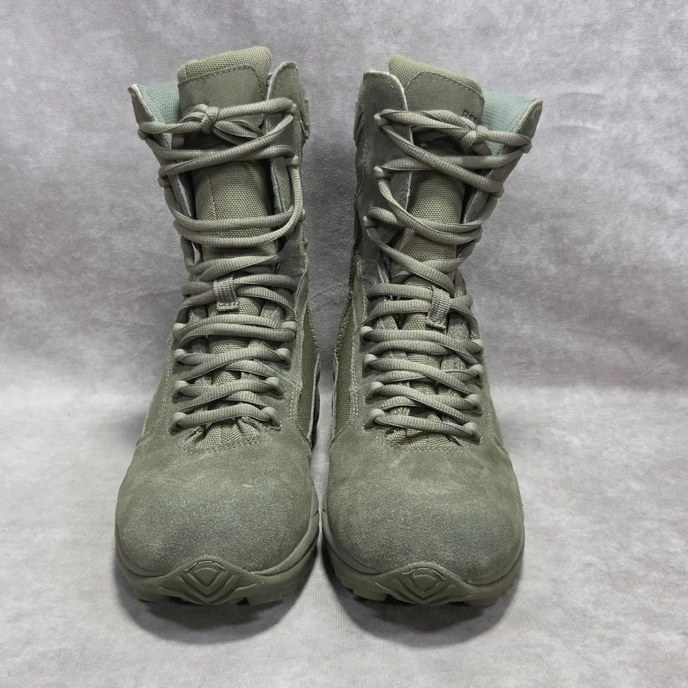 Reebok RB8995 Mens Sage Green Waterproof Tactical Duty Boots Side Zip Size 9.5